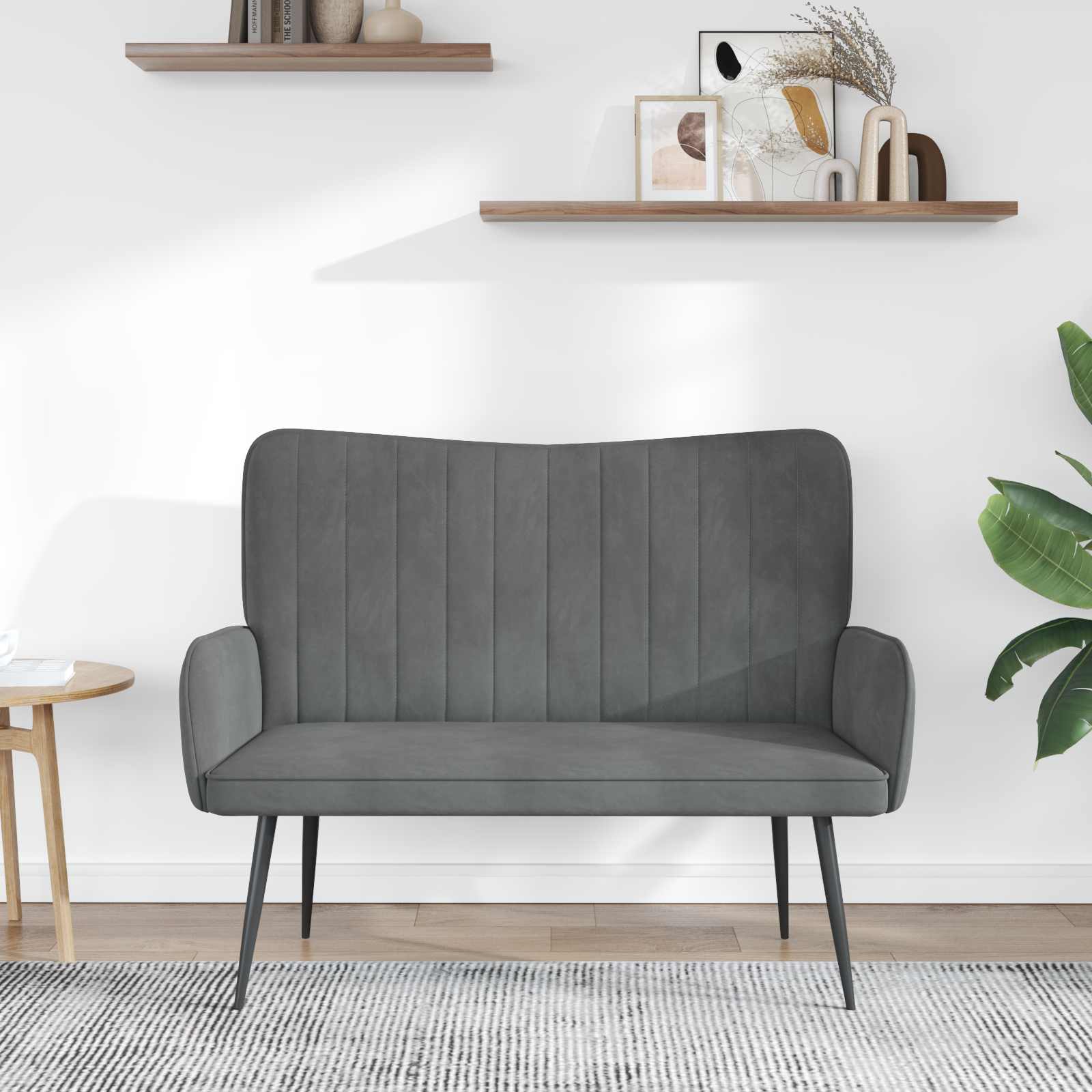 2-Sitzer Sofa Hellgrau 115 x 61 x 87 cm Samt (V)