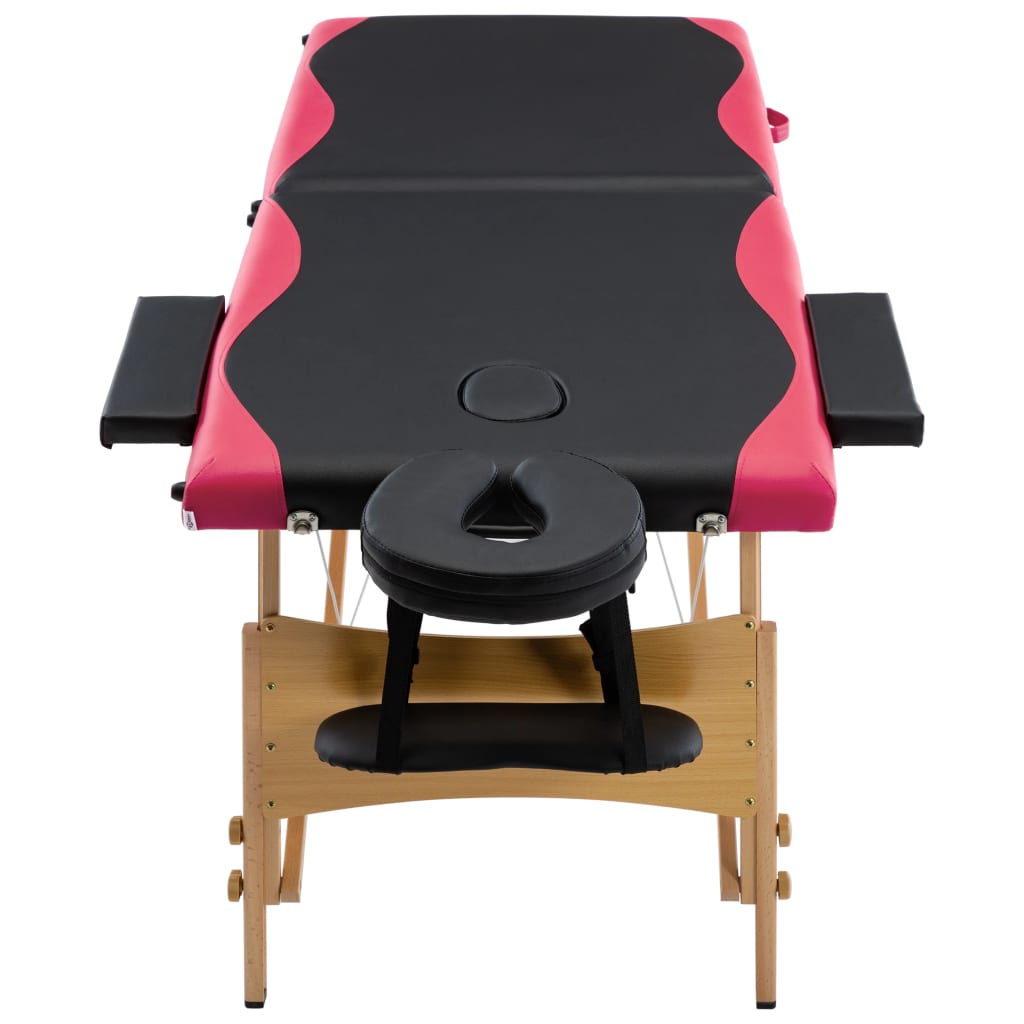 Massageliege Klappbar 2-Zonen mit Holzgestell Lila