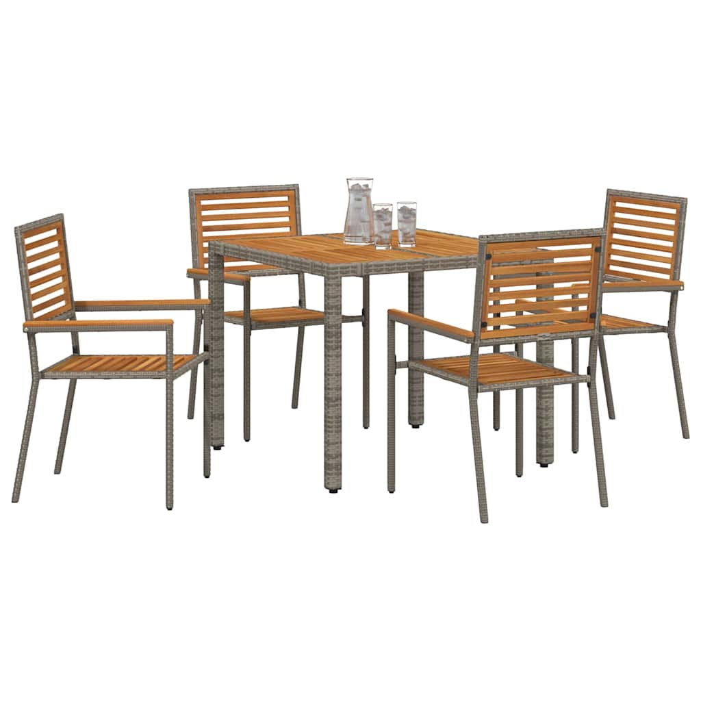 Garten Essgruppe 3 pcs Schwarz und Braun Poly-Rattan
