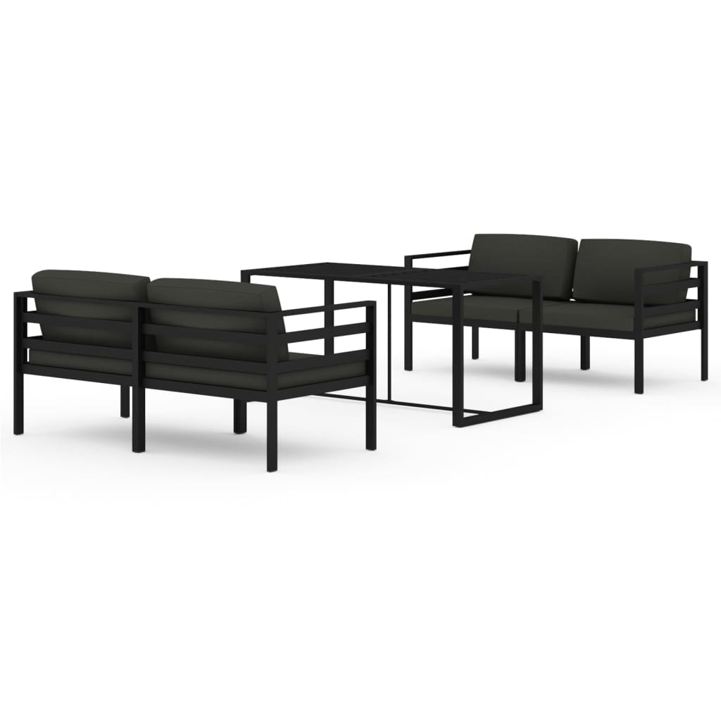 10-tlg. Garten-Lounge-Set mit Kissen Aluminium Anthrazit