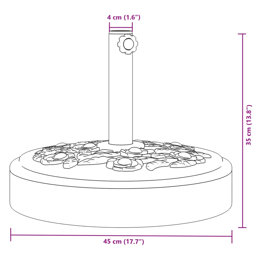 Sonnenschirmständer für Ø38/48 mm Mast 9 kg Halbrund