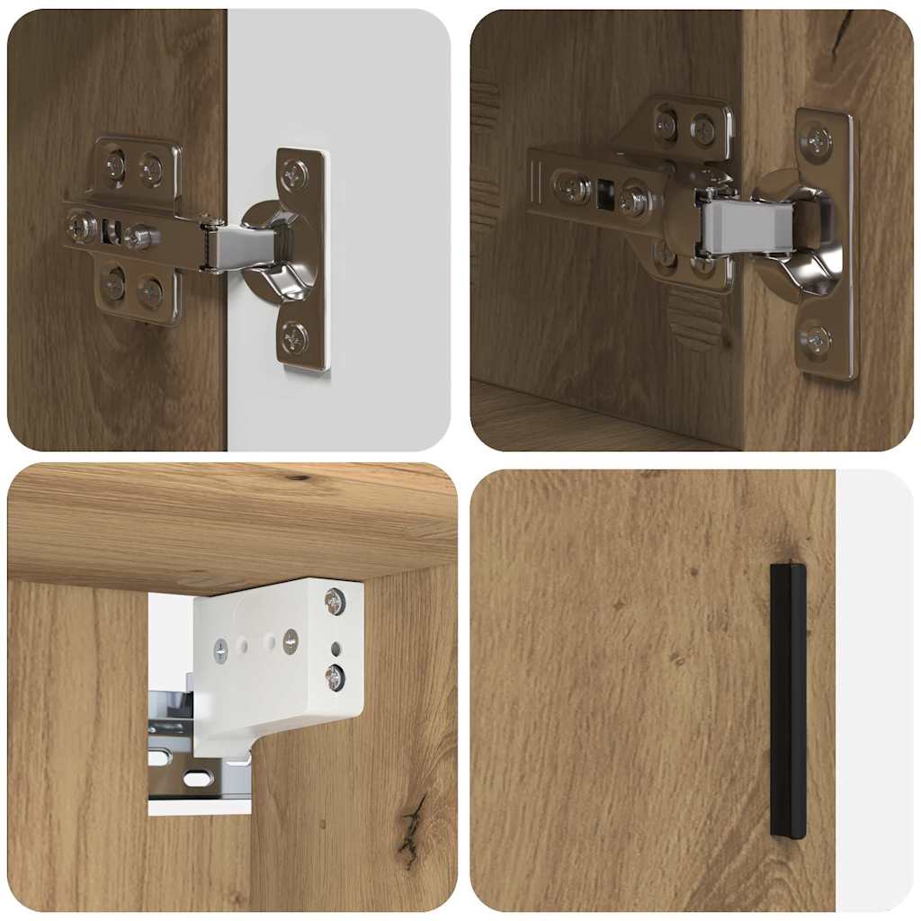 Badezimmermöbel-Set mit Tür 2 pcs Weiß Holzwerkstoff & Metall