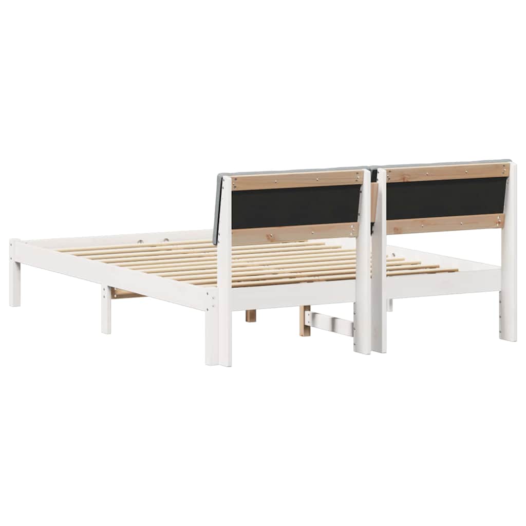 Bettgestell Braun und hellgrau 200 x 200 cm Massivholz Kiefer