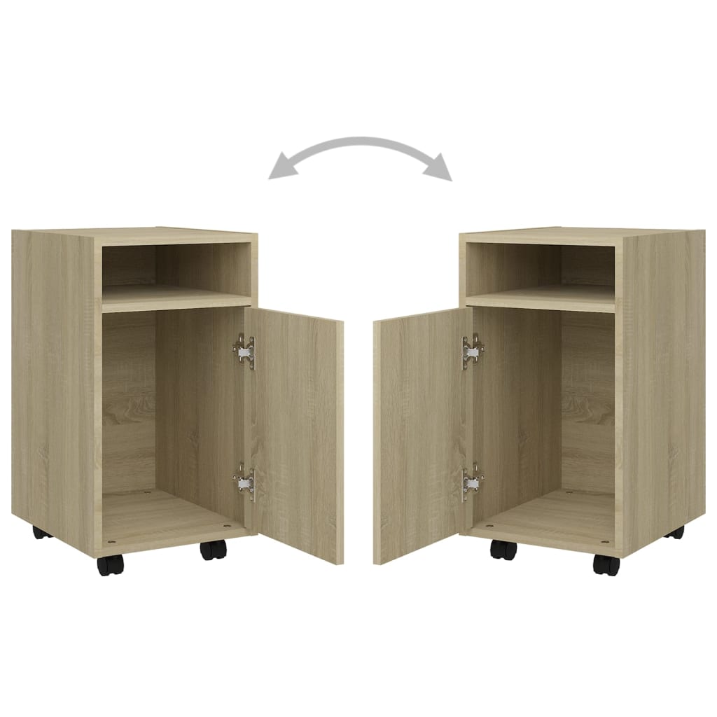 Beistellschrank mit Rollen Weiß 33x38x60 cm Holzwerkstoff