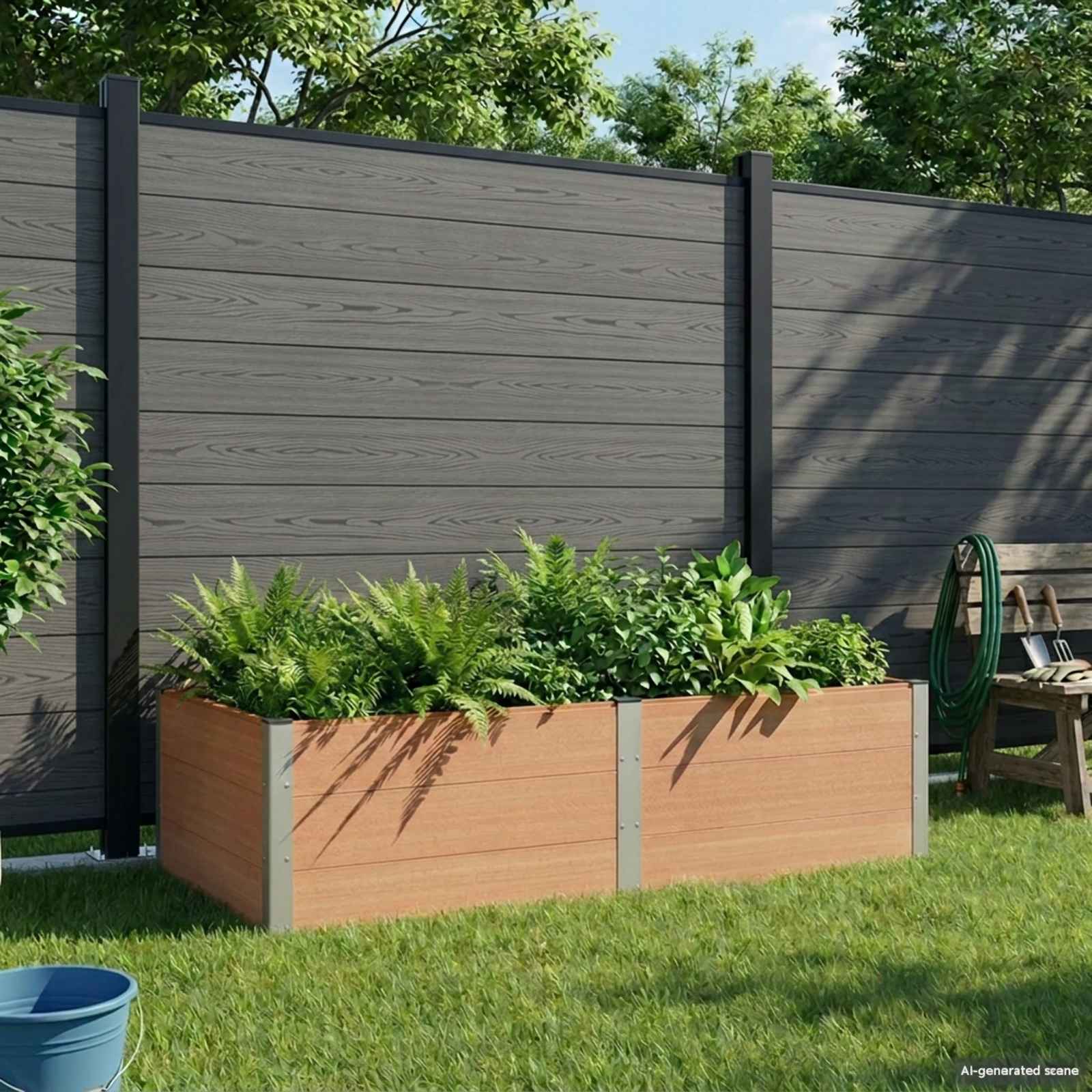 Garten-Hochbeet 200x50x54 cm WPC Grau