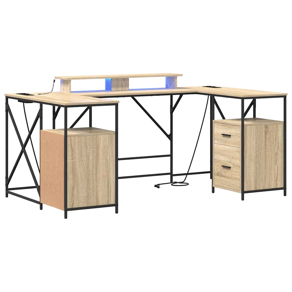 Schreibtisch mit Regal Schwarz Eichen-Optik 182 x 101 x 87,5 cm