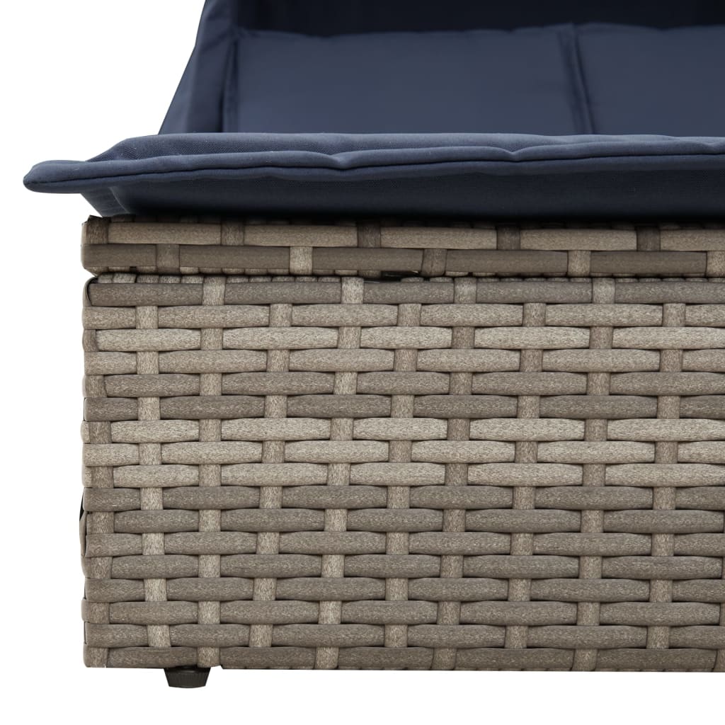 Doppelte Sonnenliege mit Kissen Braun Poly Rattan