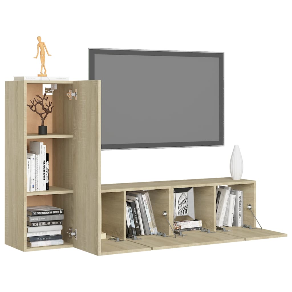3-tlg. TV-Schrank-Set Weiß Holzwerkstoff