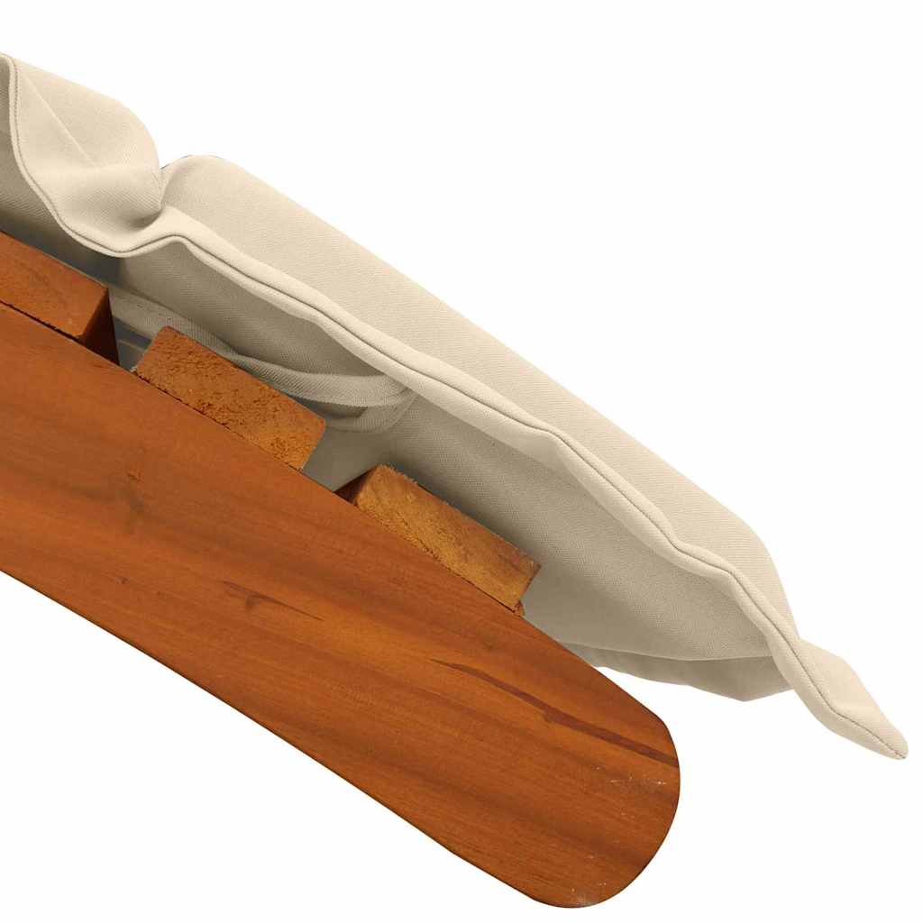 Sonnenliege mit Auflage Beige Massivholz Akazie