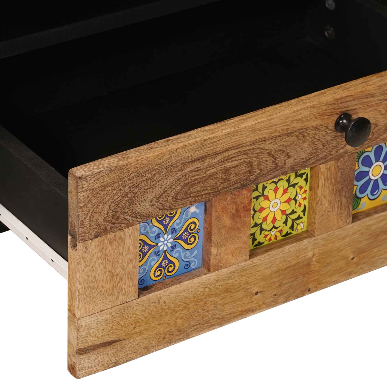 TV-Schränk mit Regal Walnuss 80 x 33 x 46 cm Massivholz Mango