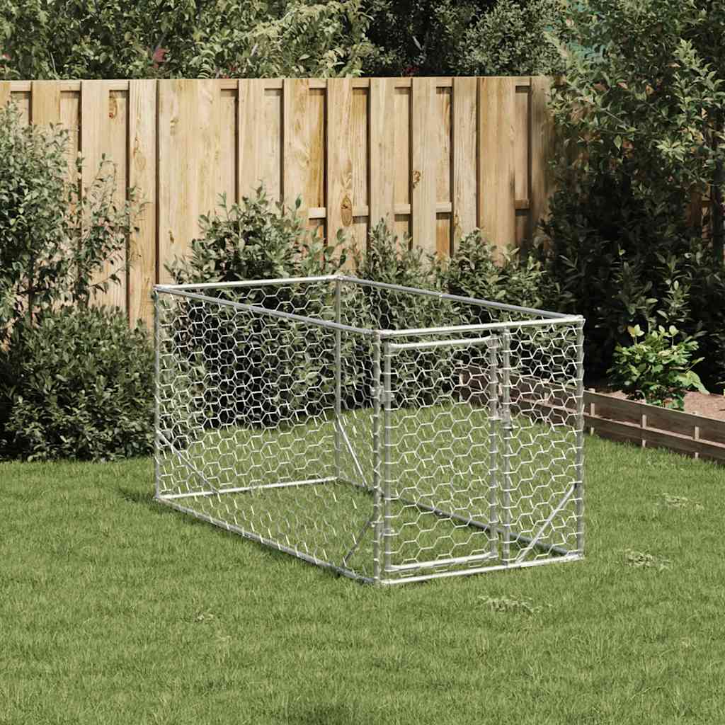 Outdoor-Hundezwinger mit Tür 2x4x1 m Verzinkter Stahl