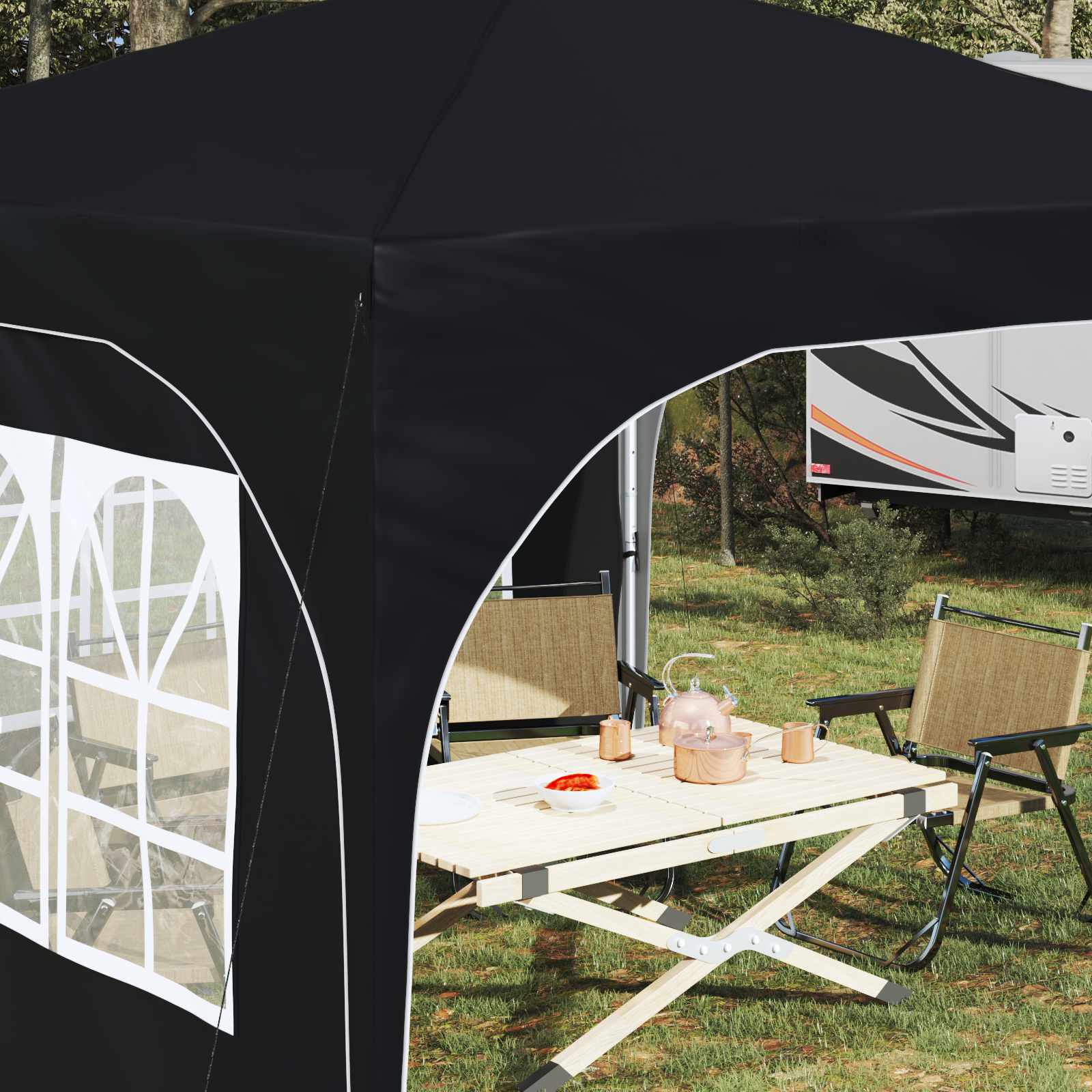 Pop-up Partyzelt 290 x 290 x 245 cm Creme