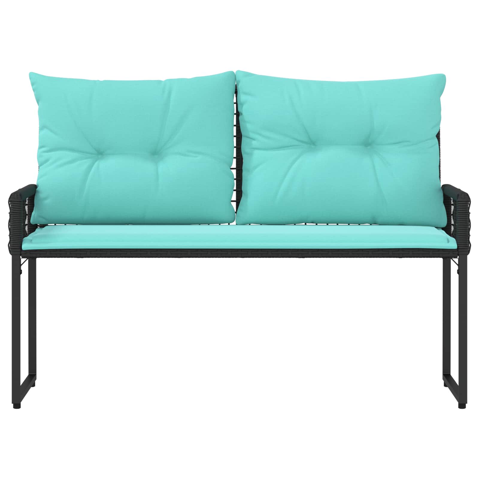 Bank Outdoor mit Kissen Schwarz und Cremeweiß 118 x 55 x 82 cm