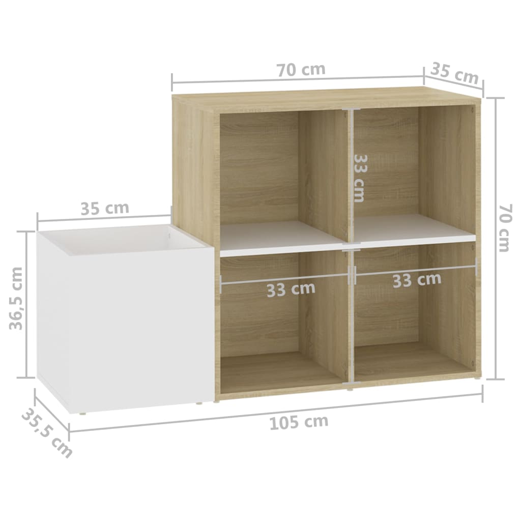 Flur-Schuhschrank Weiß 105x35,5x70 cm Holzwerkstoff