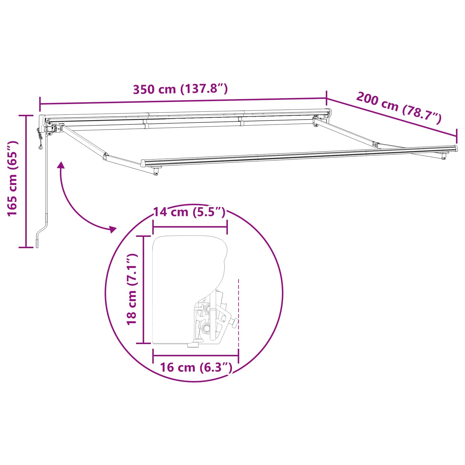 Markisenrahmen Verstellbar Weiß 2,5 x 2 m Stahl