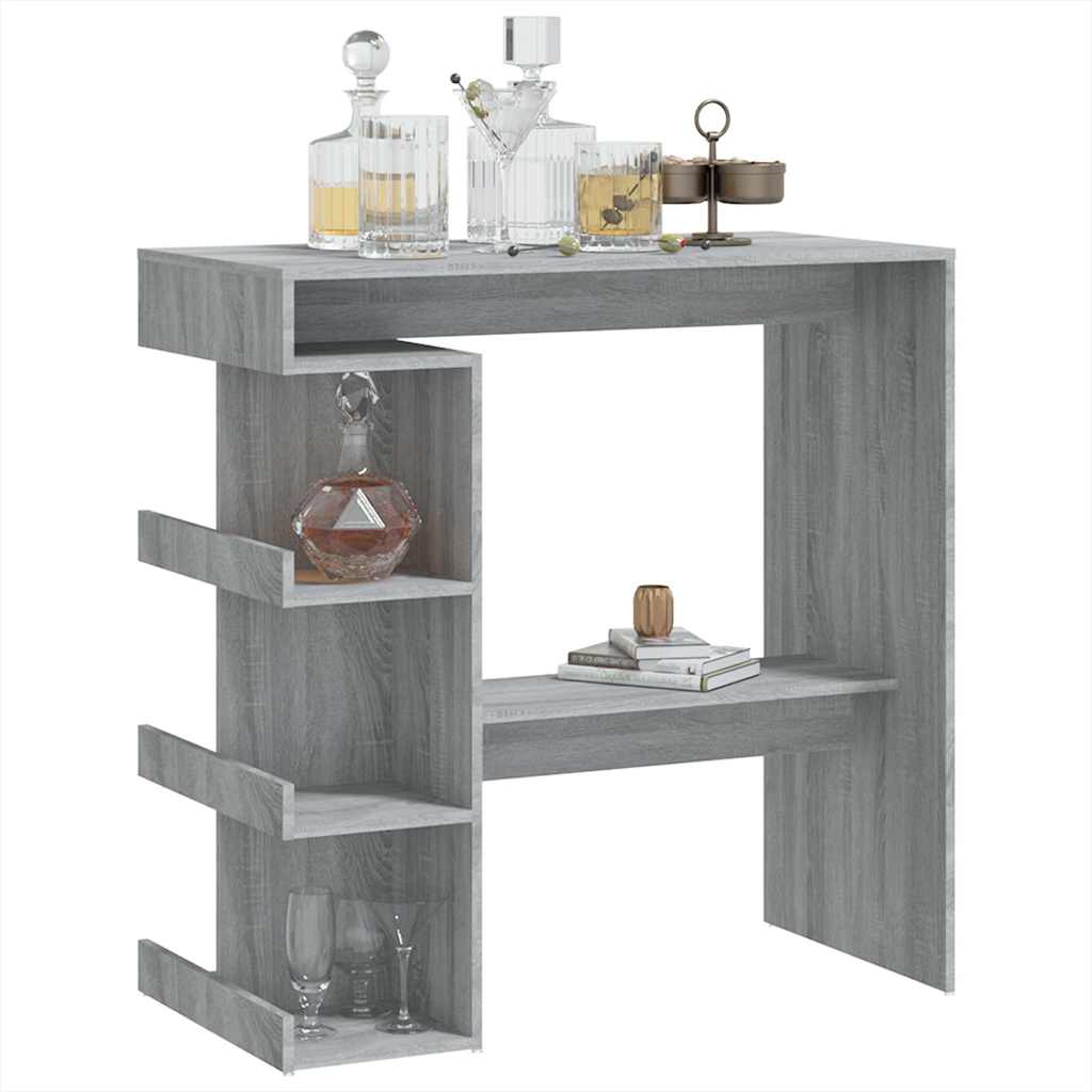 Bartisch mit Regal Weiß 100x50x101,5 cm Holzwerkstoff