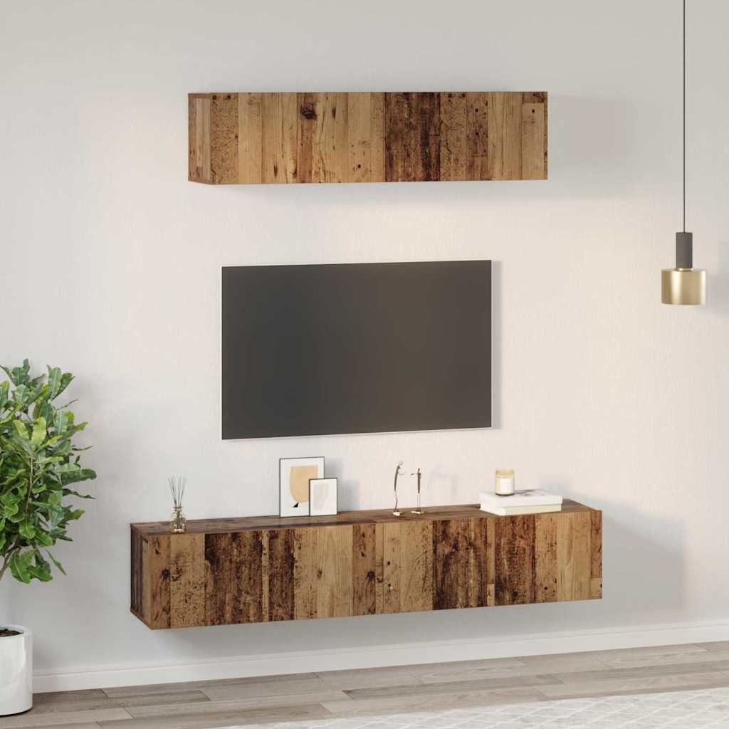 4-tlg. TV-Schrank-Set Weiß Holzwerkstoff