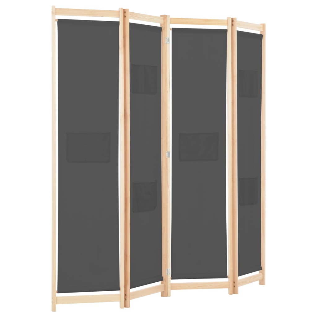 5-teiliger Raumteiler Creme 200 x 170 x 4 cm Stoff