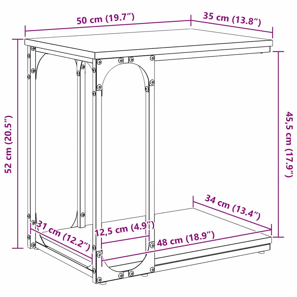 Beistelltisch Schwarz 50x35x52 cm Holzwerkstoff