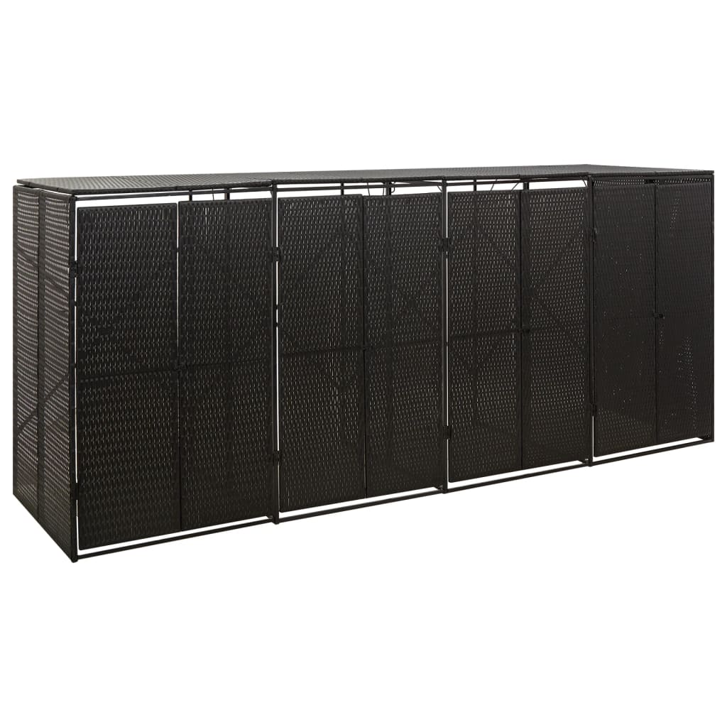 Mülltonnenbox für 1 Tonne Schwarz 70x80x117 cm Poly Rattan