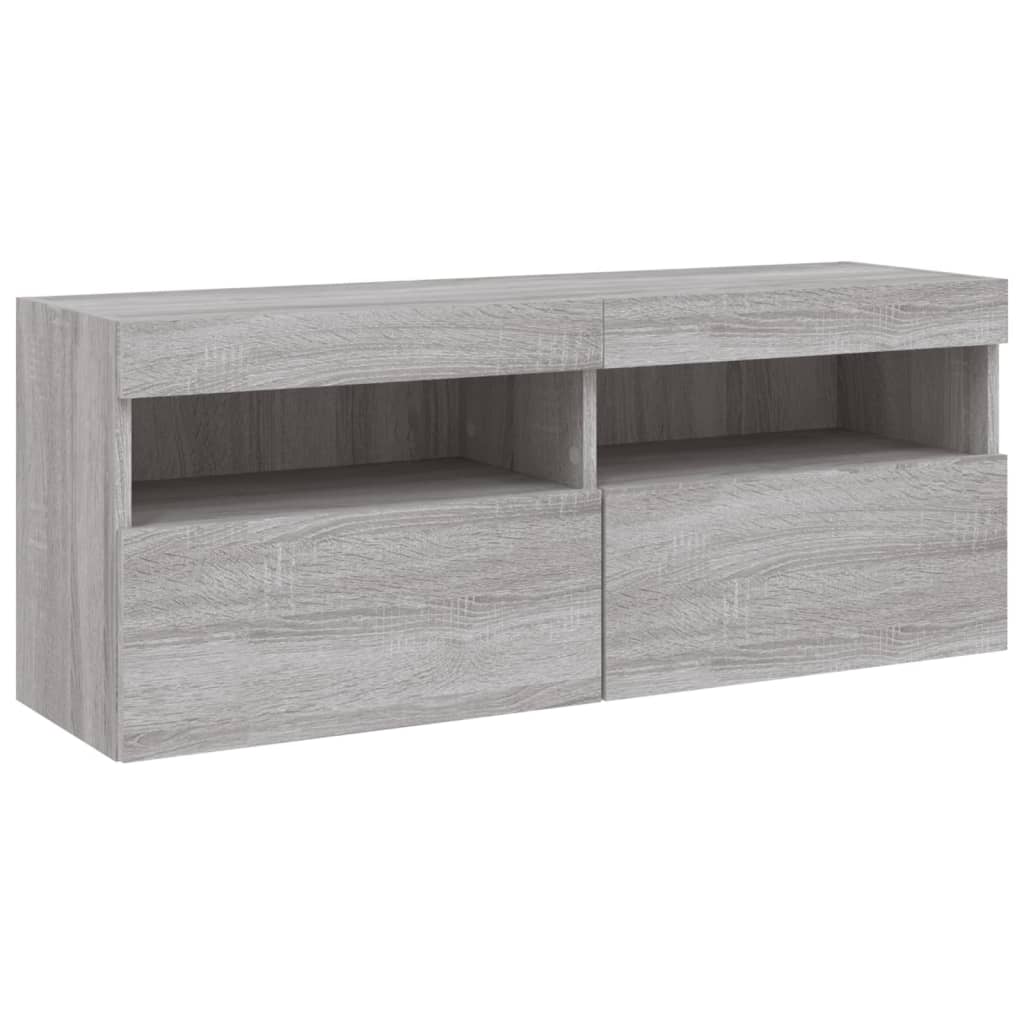 5-tlg. Wohnwand mit LED-Beleuchtung Weiß Holzwerkstoff