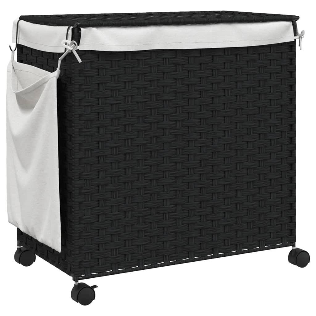 Wäschekorb mit Rollen 60x35x60,5 cm Rattan