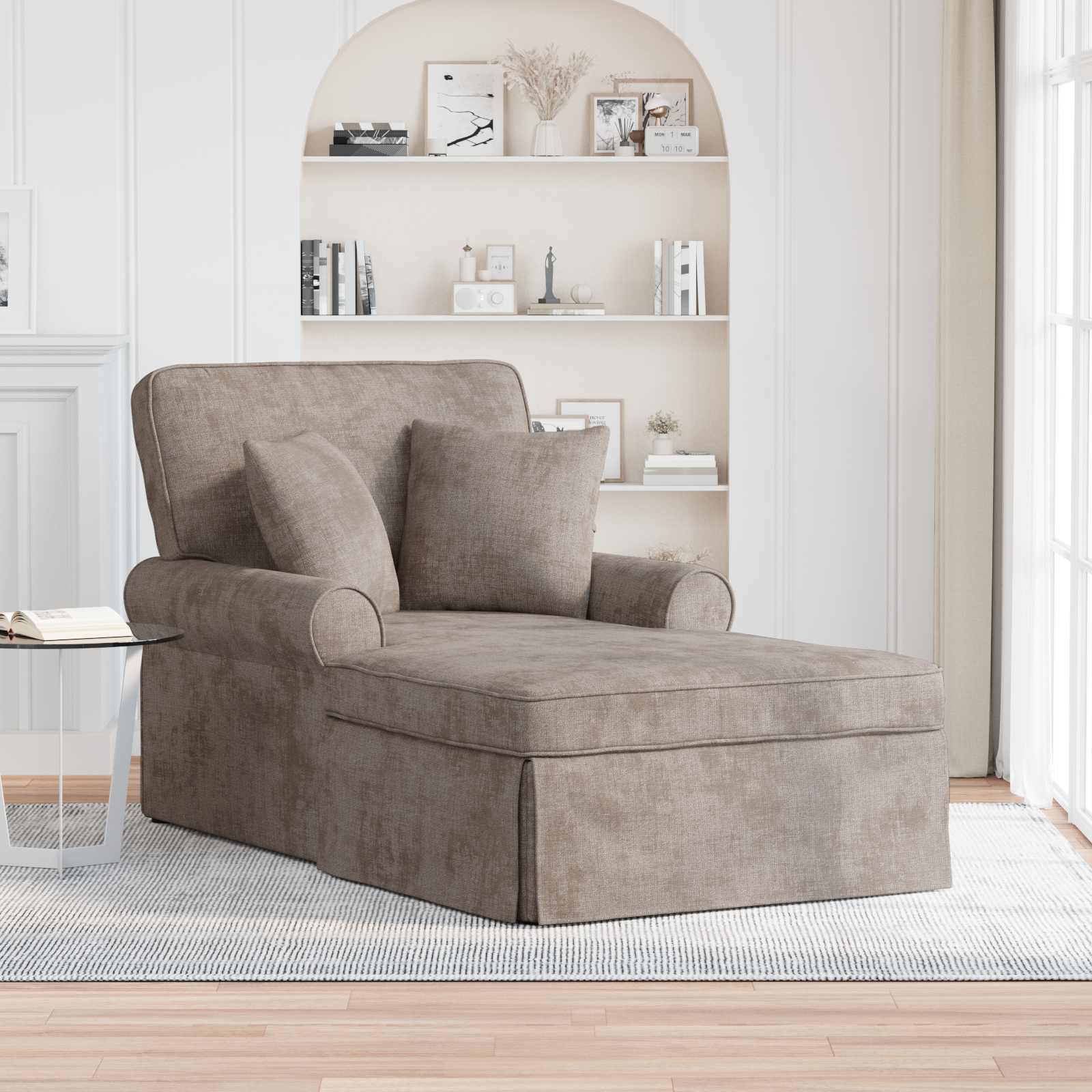 Chaise Lounge mit Rock mit Kissen Creme 157 x 91 x 91 cm ARES