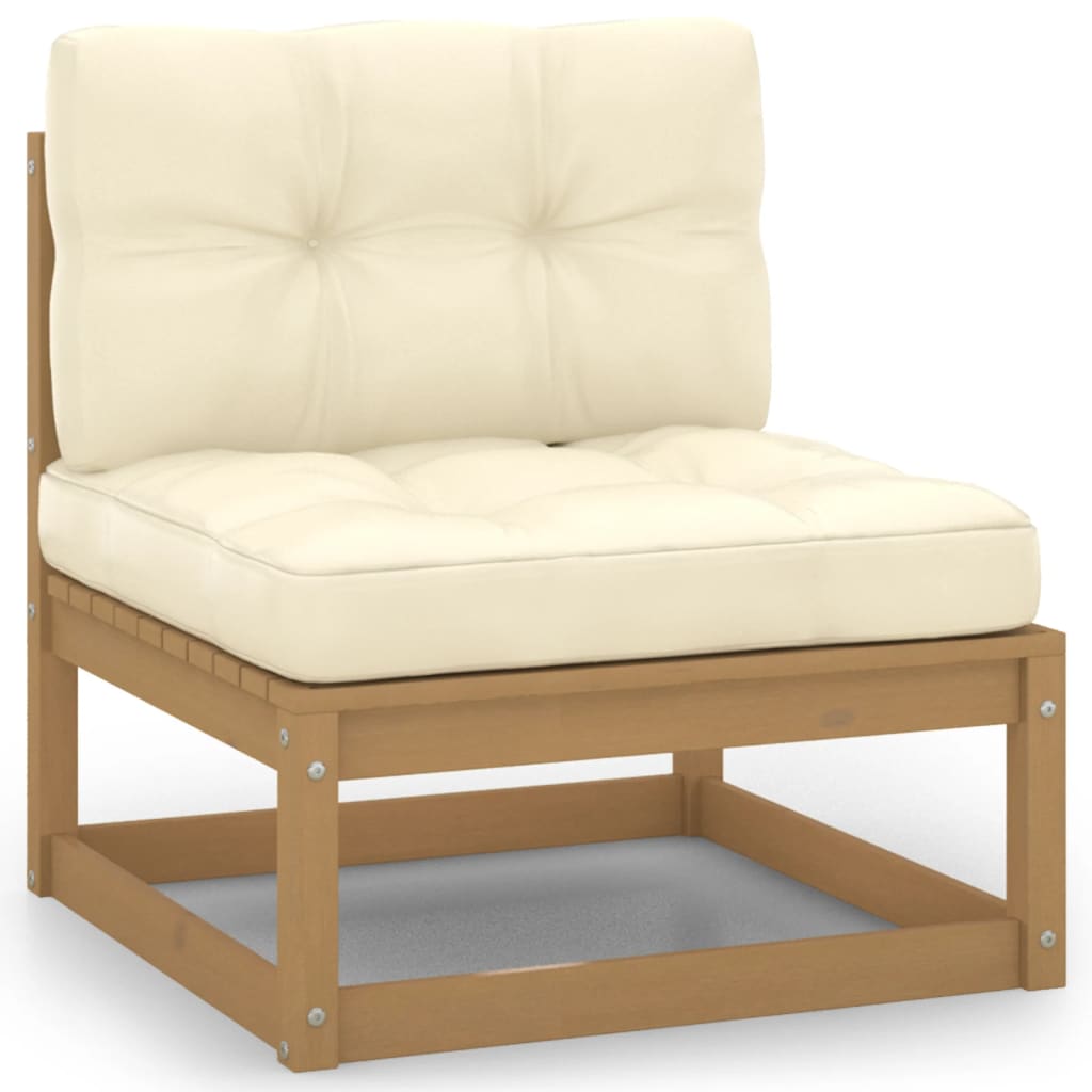 10-tlg. Garten-Lounge-Set mit Kissen Massivholz Kiefer