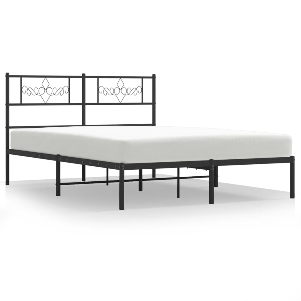 Bettgestell mit Kopfteil Metall Schwarz 100x190 cm