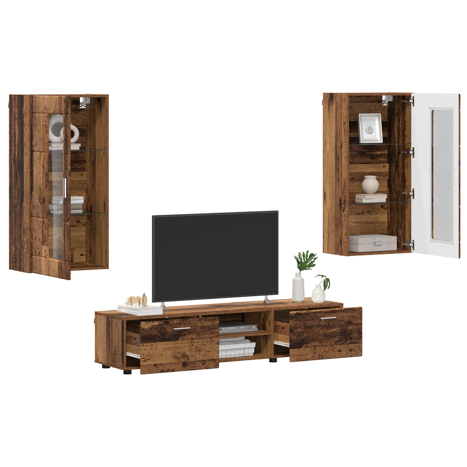 Highboard mit Regal FLORIN Weiß 60 x 35 x 182 cm Holzwerkstoff