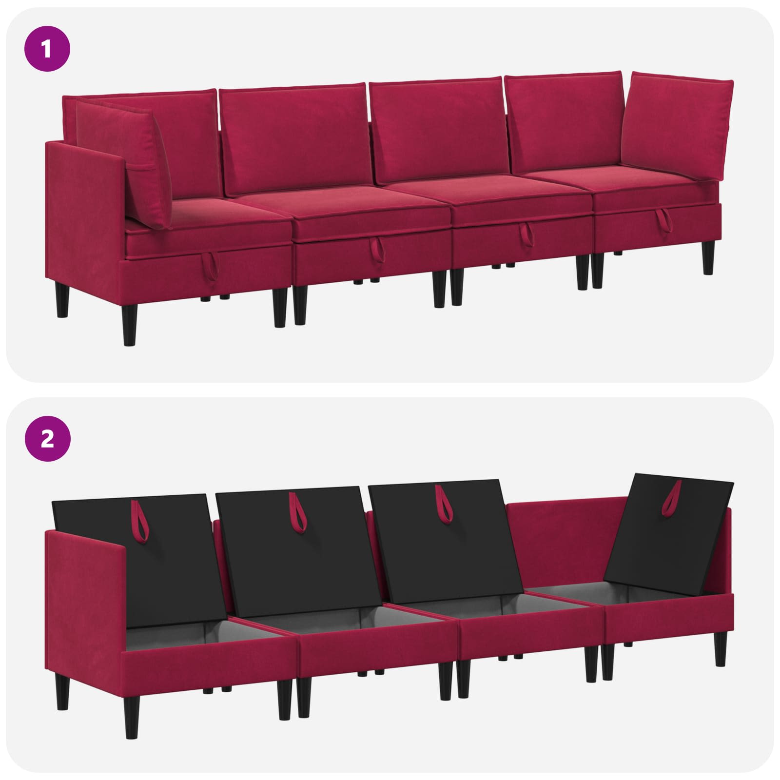 Wohnzimmergarnitur mit Kissen mit Speicher 3 pcs Hellgrau Samt