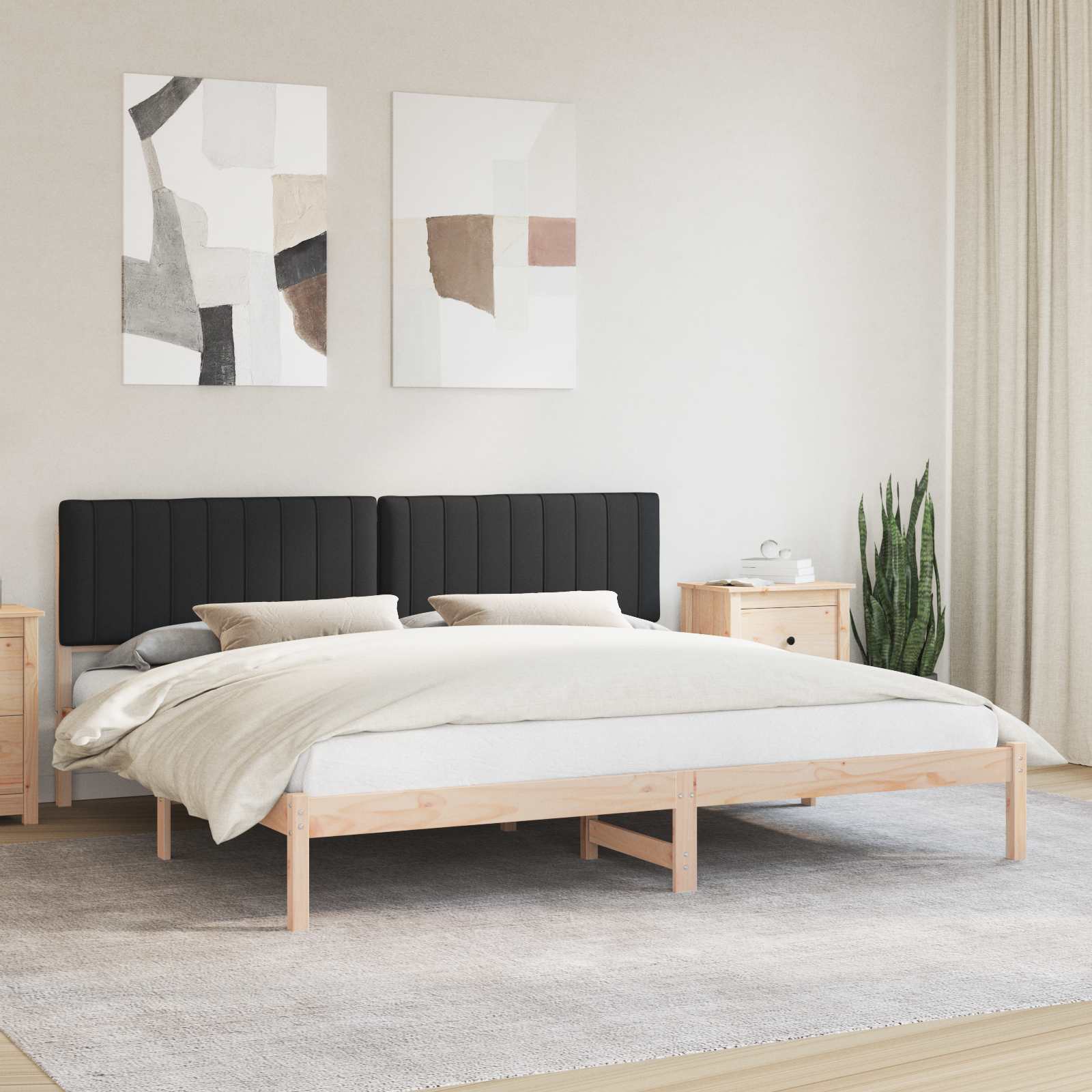 Bettgestell mit gepolstertem Kopfteil Hellgrau 200 x 200 cm