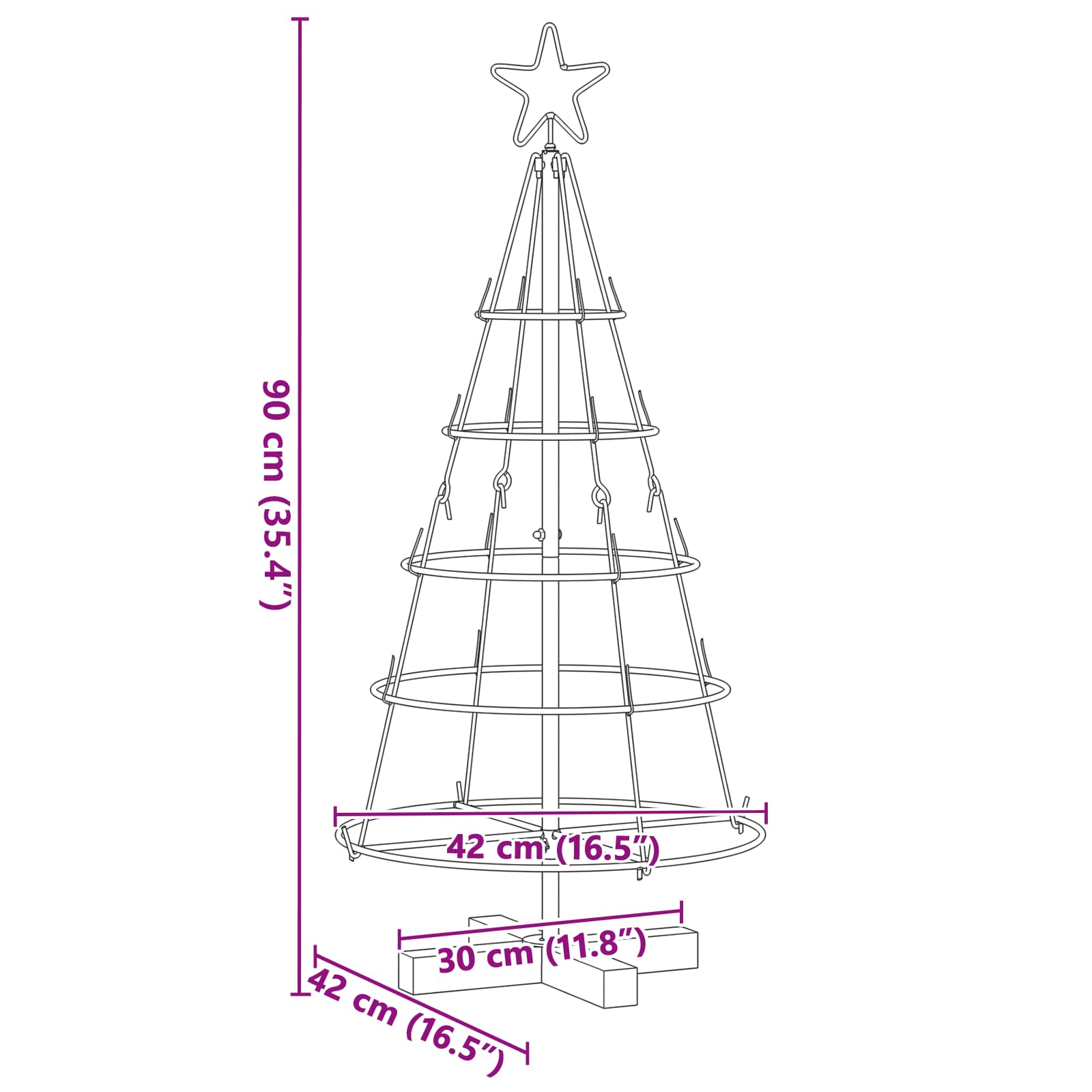 Weihnachtsdeko mit Ständer Schwarz 60 cm Stahl