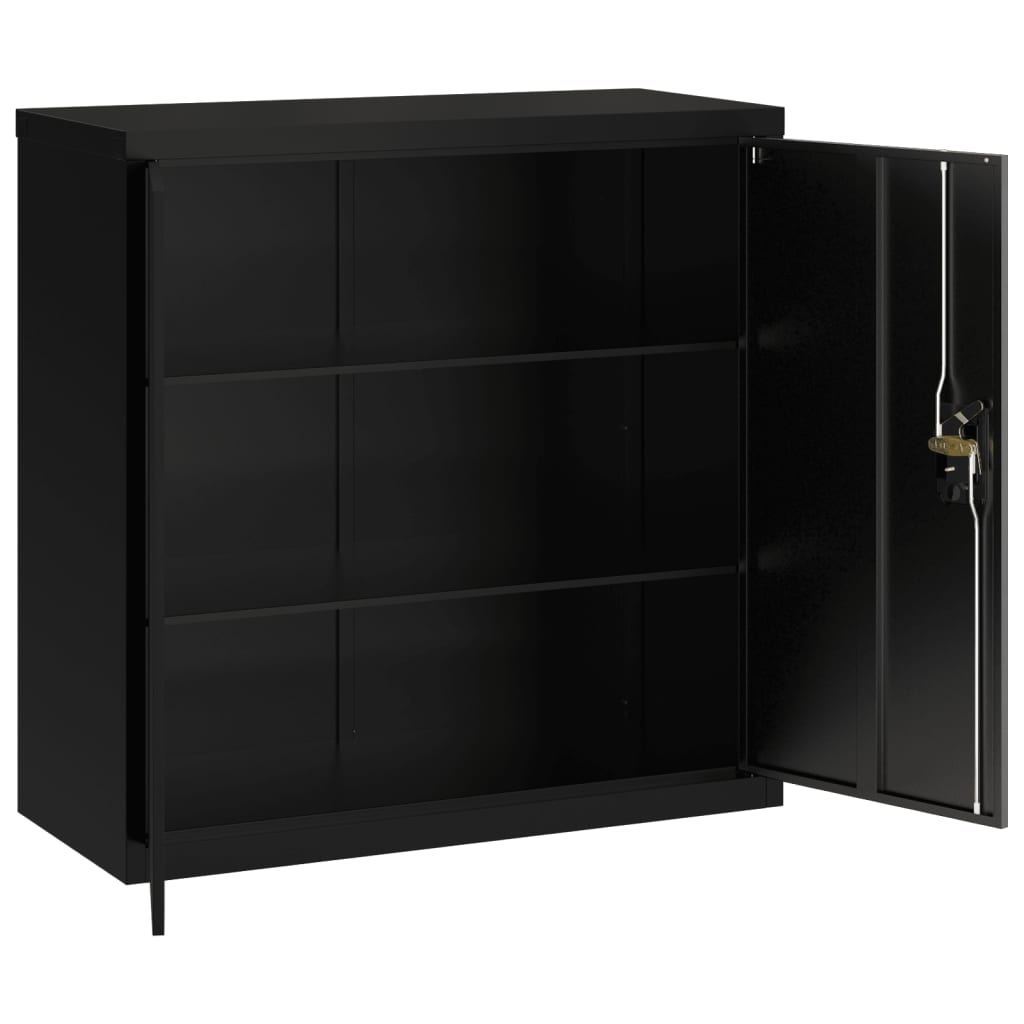 Aktenschrank mit 2 Türen Grau 90 cm Stahl