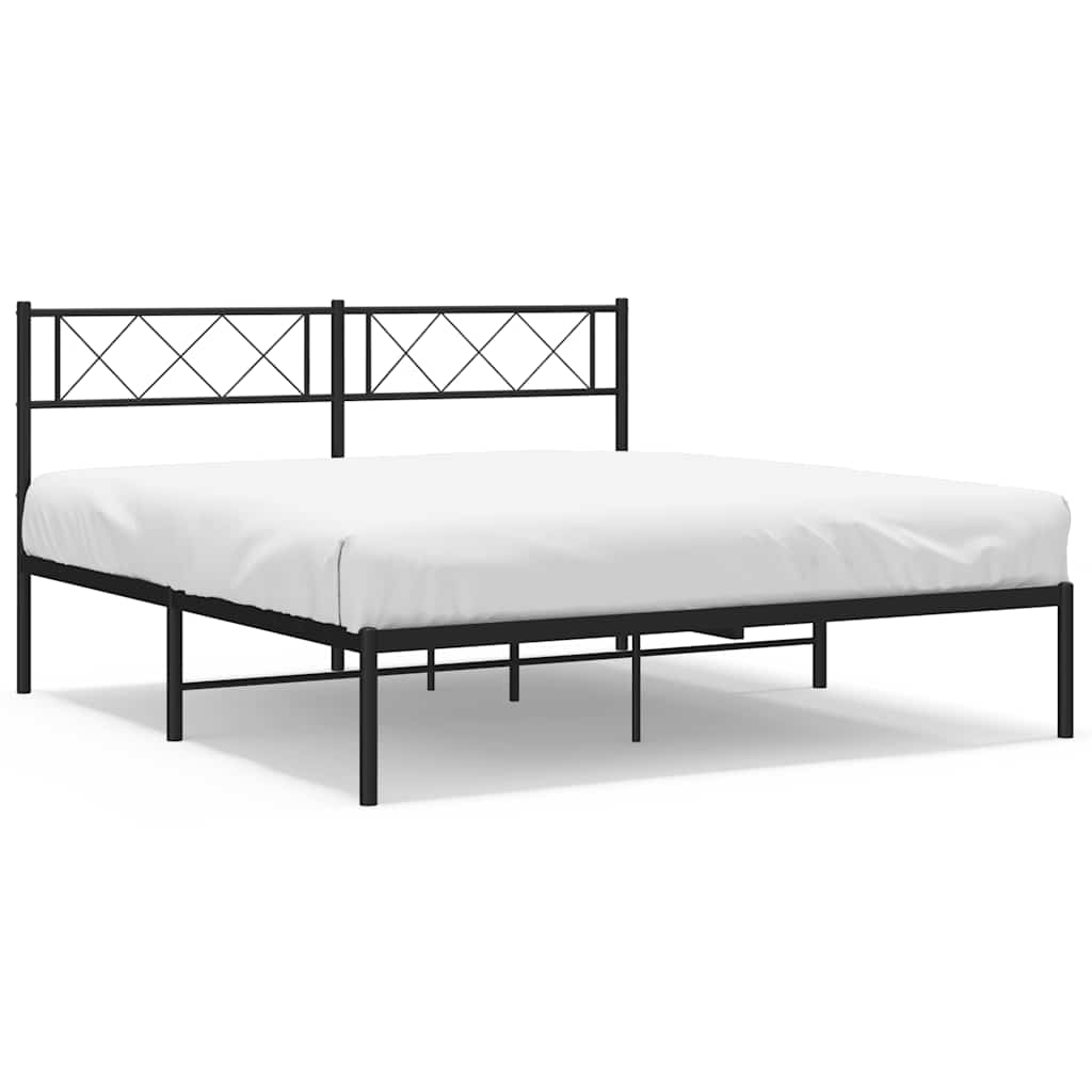 Bettgestell mit Kopfteil Metall Schwarz 100x190 cm