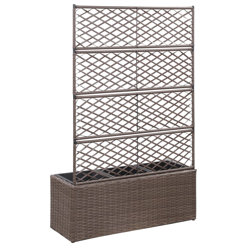 Hochbeet mit Rankgitter 1 Topf 30x30x107cm Poly Rattan Schwarz