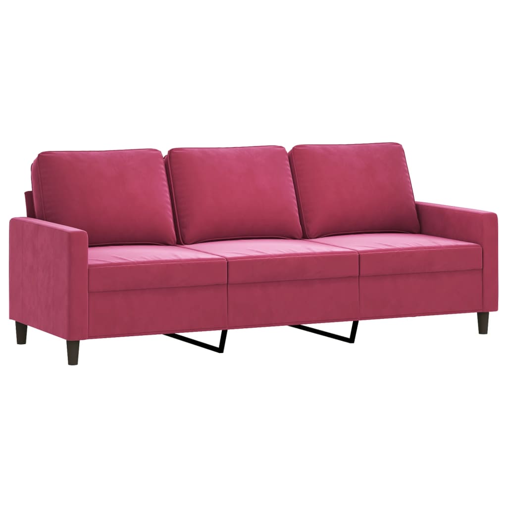 3-Sitzer-Sofa mit Hocker Rosa 180 cm Samt