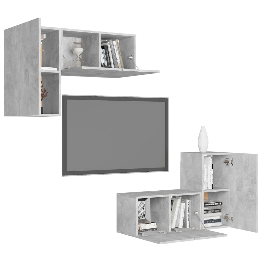 4-tlg. TV-Schrank-Set Weiß Holzwerkstoff