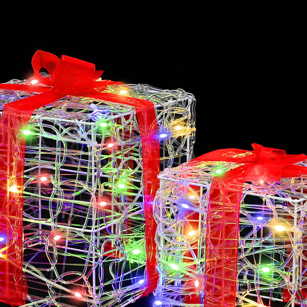 Geschenkbox mit 60 LEDs 3 pcs Warmweiß 20 x 20 x 20 cm Acryl