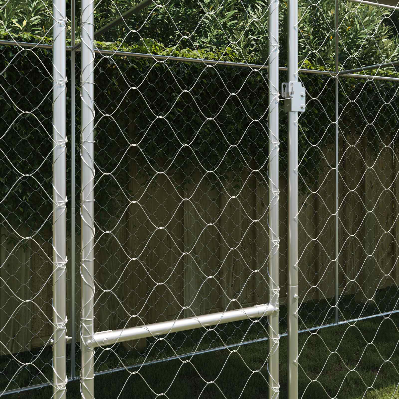 Hundezwinger mit Dach und Tür Grau 2x2x2 m Verzinkter Stahl