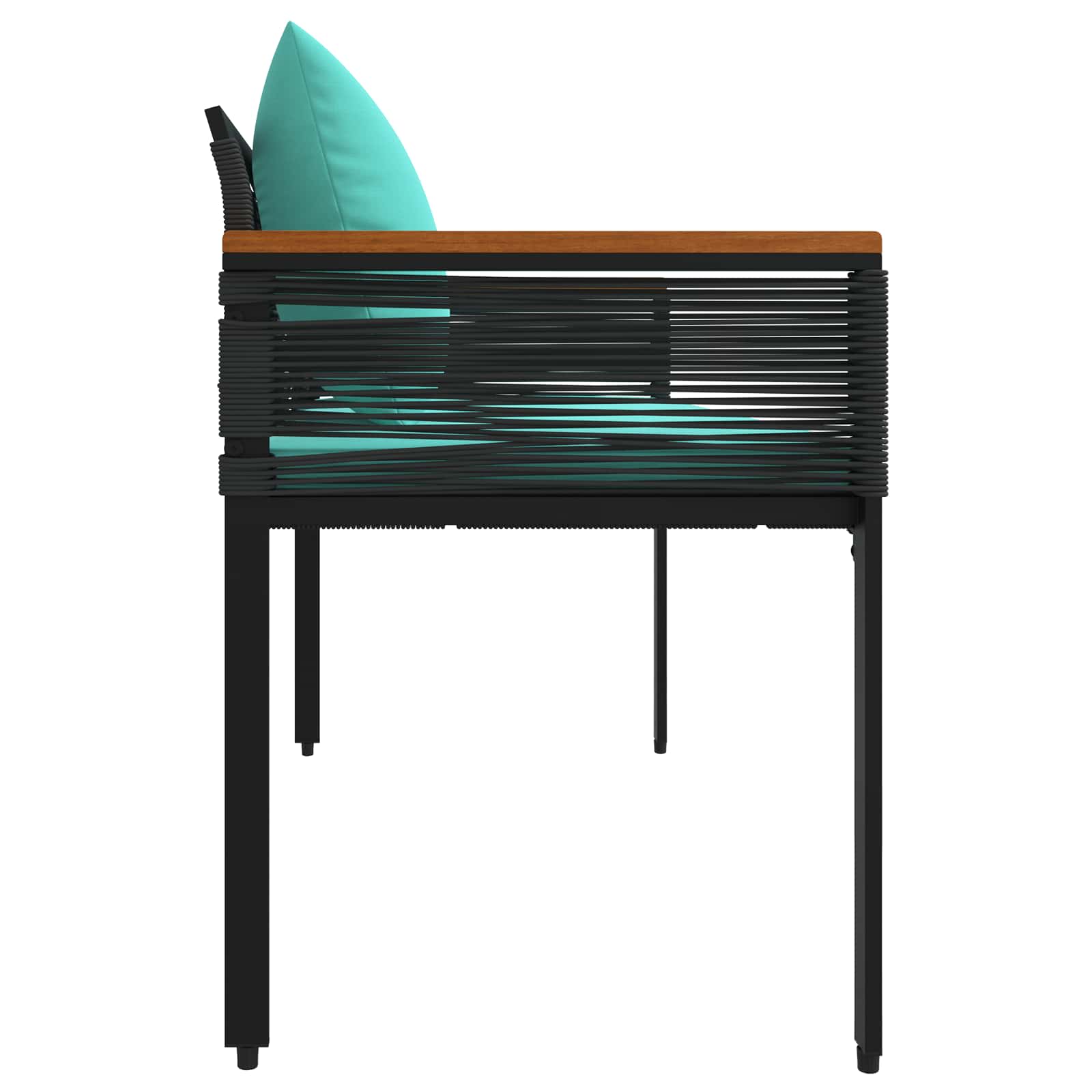 Bank Outdoor mit Kissen Schwarz 117 x 54 x 74,5 cm Poly-Rattan