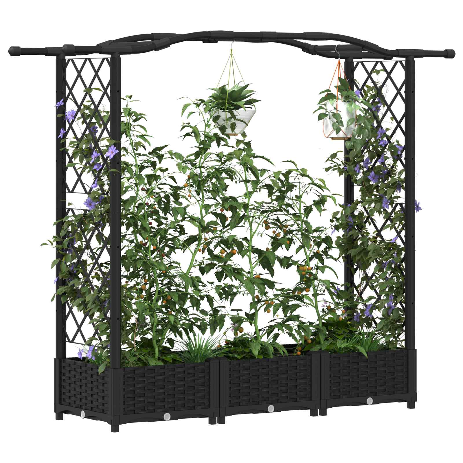 Hochbeet mit Rankgitter und Dach Braun 124 x 40 x 123 cm PP