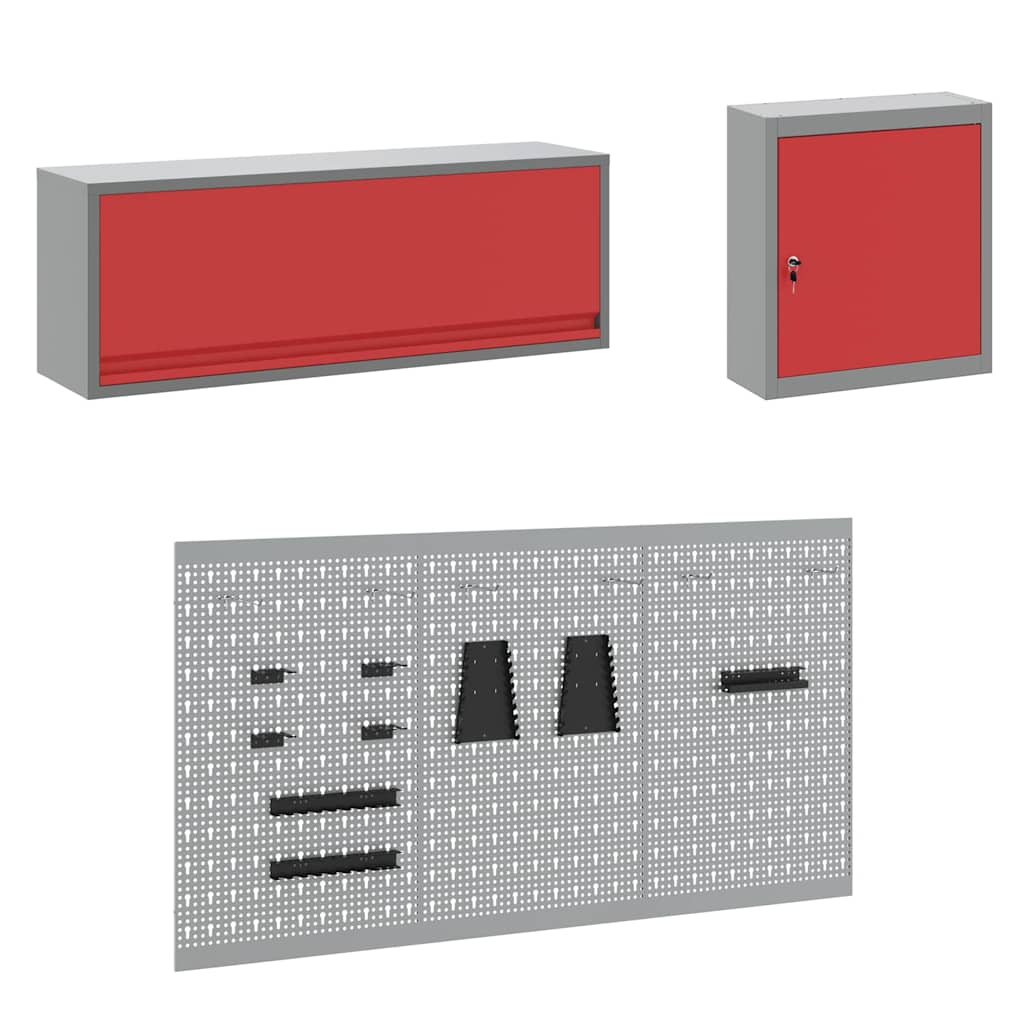 Arbeitsschrankset mit Schubladen mit Regal 8 pcs Grau