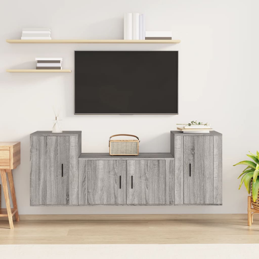 3-tlg. TV-Schrank-Set Weiß Holzwerkstoff