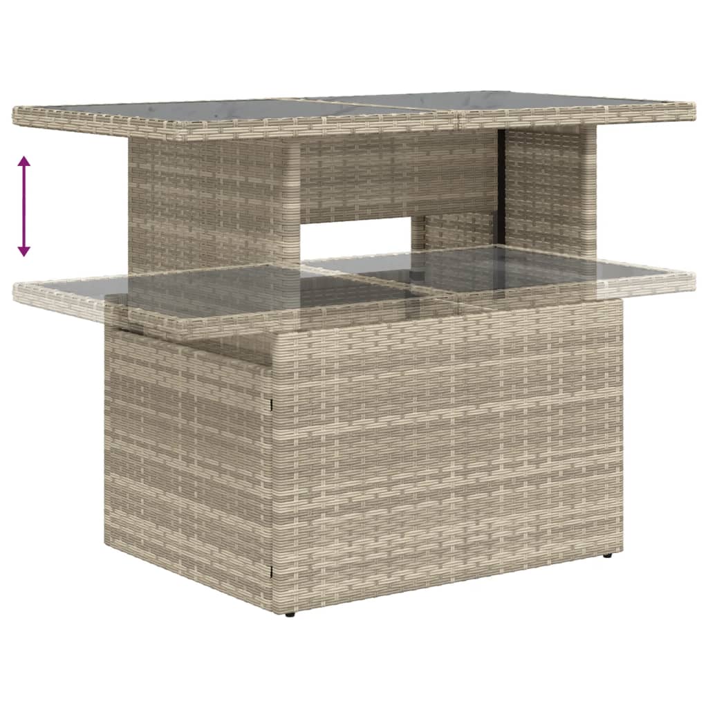 10-tlg. Garten-Sofagarnitur mit Kissen Beige Poly Rattan
