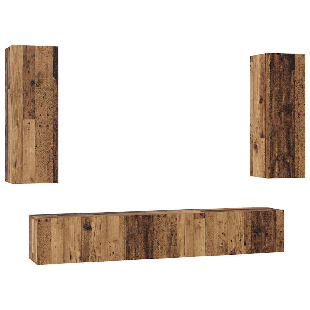4-tlg. TV-Schrank-Set Weiß Holzwerkstoff