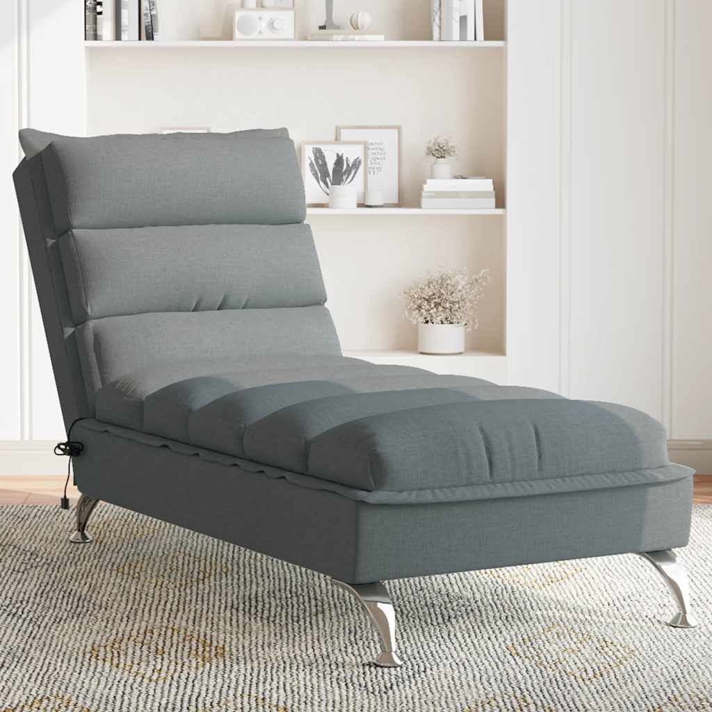 Chaiselongue mit Kissen Hellgrau Stoff