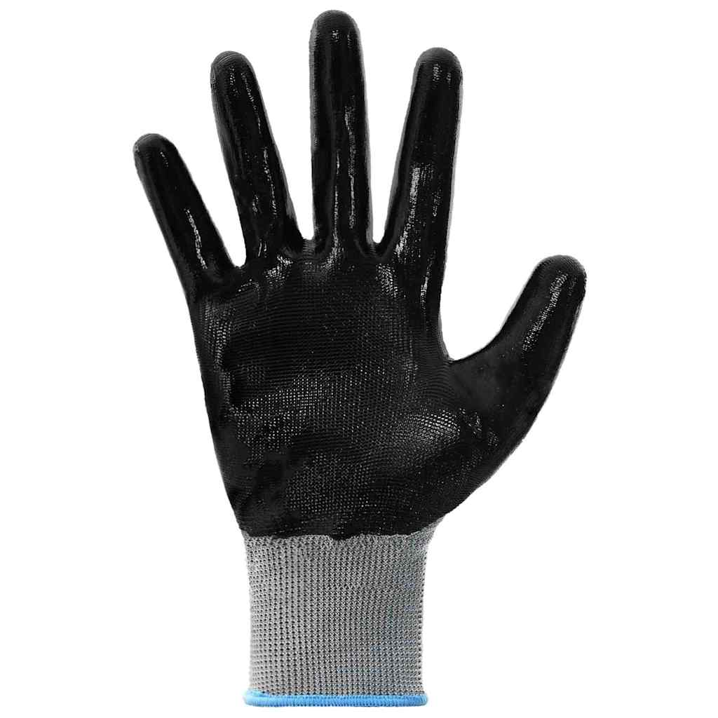 Arbeitshandschuhe 12 pcs Grau und Schwarz 7 / S Polyester
