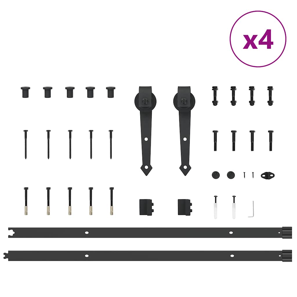 Schiebetürbeschlag-Set 152,5 cm Stahl Schwarz