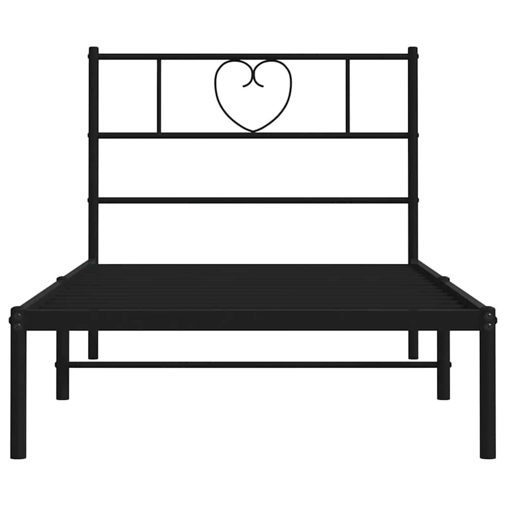 Bettgestell mit Kopfteil Metall Schwarz 100x190 cm